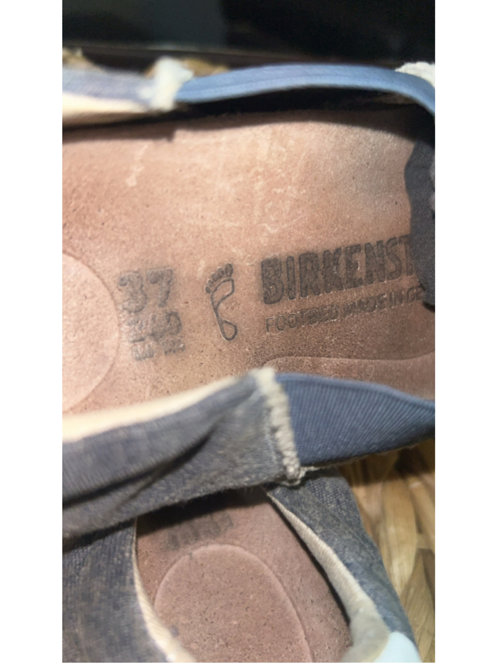 Women's Birkenstock Slip-On Flats Size 37 Blue and White - Picture 5 of 6